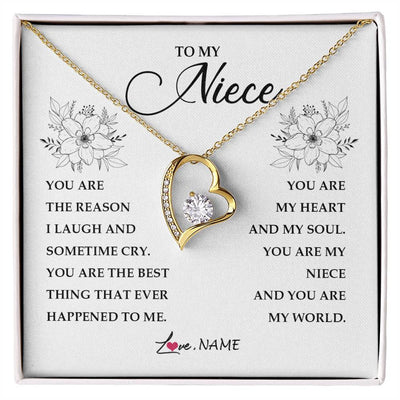 Forever Love Necklace 18K Yellow Gold Finish | Personalized To My Niece From Aunt Auntie You Are My Heart My And My Sould Niece Jewelry Birthday Graduation Christmas Customized Gift Box Message Card | teecentury