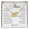 Interlocking Hearts Necklace 18K Yellow Gold Finish | Personalized To My Niece From Aunt Auntie You Are My Heart My And My Sould Niece Jewelry Birthday Graduation Christmas Customized Gift Box Message Card | teecentury