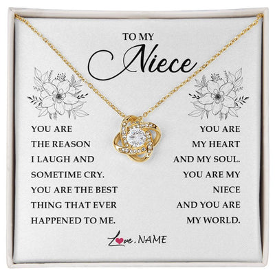 Love Knot Necklace 18K Yellow Gold Finish | Personalized To My Niece From Aunt Auntie You Are My Heart My And My Sould Niece Jewelry Birthday Graduation Christmas Customized Gift Box Message Card | teecentury
