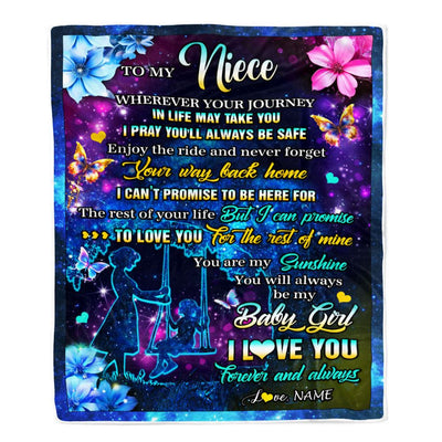 Personalized To My Niece From Aunt Blanket Flower Wherever Your Journey Niece Birthday Gifts Graduation Thanksgiving Christmas Customized Fleece Blanket | teecentury
