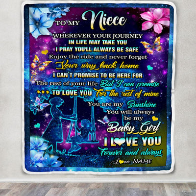 Personalized To My Niece From Aunt Blanket Flower Wherever Your Journey Niece Birthday Gifts Graduation Thanksgiving Christmas Customized Fleece Blanket | teecentury