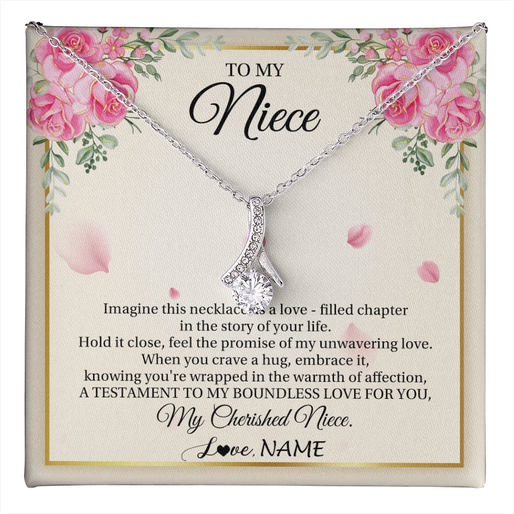 Alluring Beauty Necklace 14K White Gold Finish | 1 | Personalized To My Niece From Aunt Imagine This Necklace As A Love Niece Birthday Gifts Jewelry Graduation Christmas Customized Gift Box Message Card | teecentury
