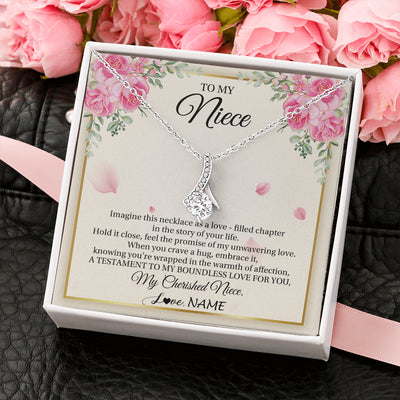 Alluring Beauty Necklace 14K White Gold Finish | 2 | Personalized To My Niece From Aunt Imagine This Necklace As A Love Niece Birthday Gifts Jewelry Graduation Christmas Customized Gift Box Message Card | teecentury