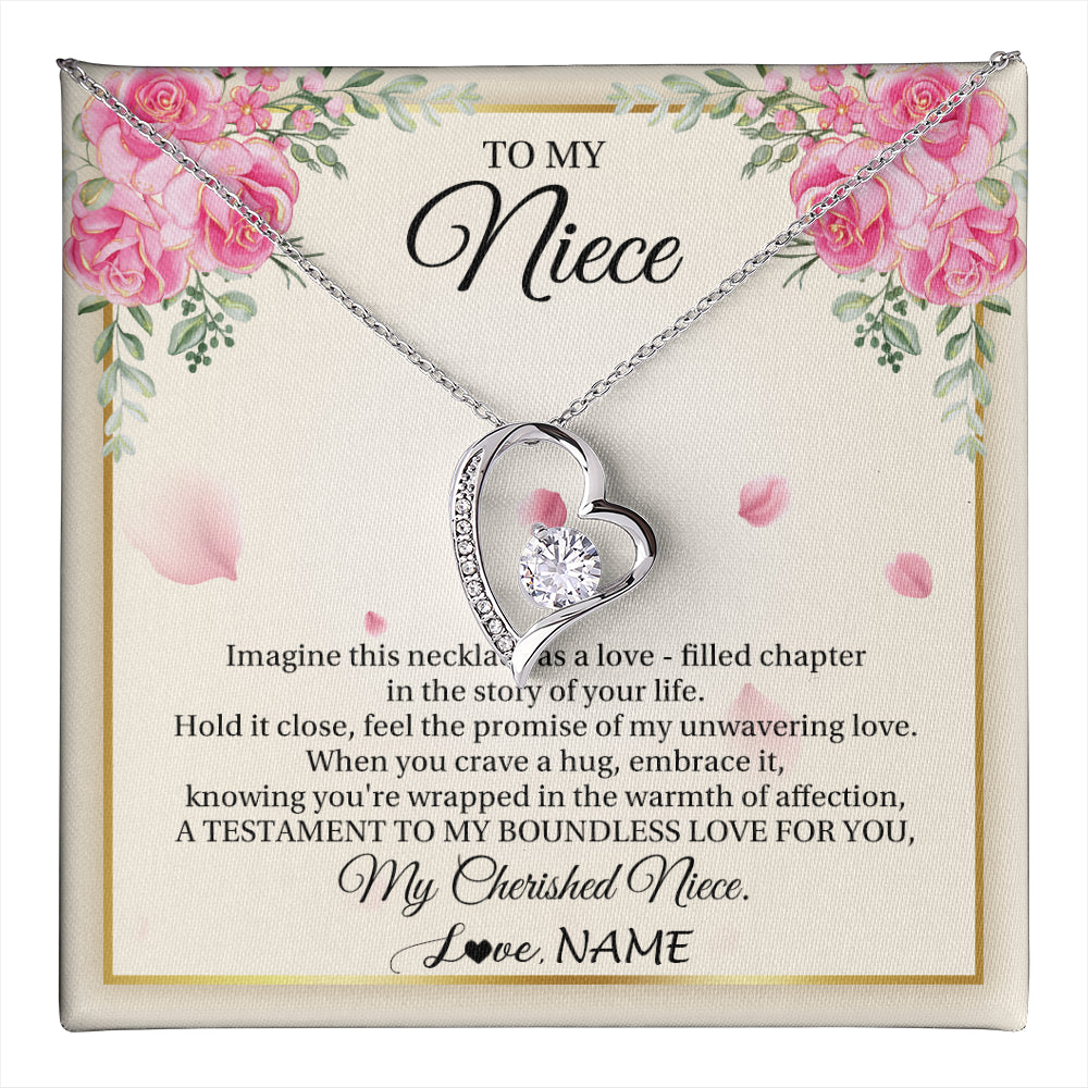 Forever Love Necklace 14K White Gold Finish | 1 | Personalized To My Niece From Aunt Imagine This Necklace As A Love Niece Birthday Gifts Jewelry Graduation Christmas Customized Gift Box Message Card | teecentury