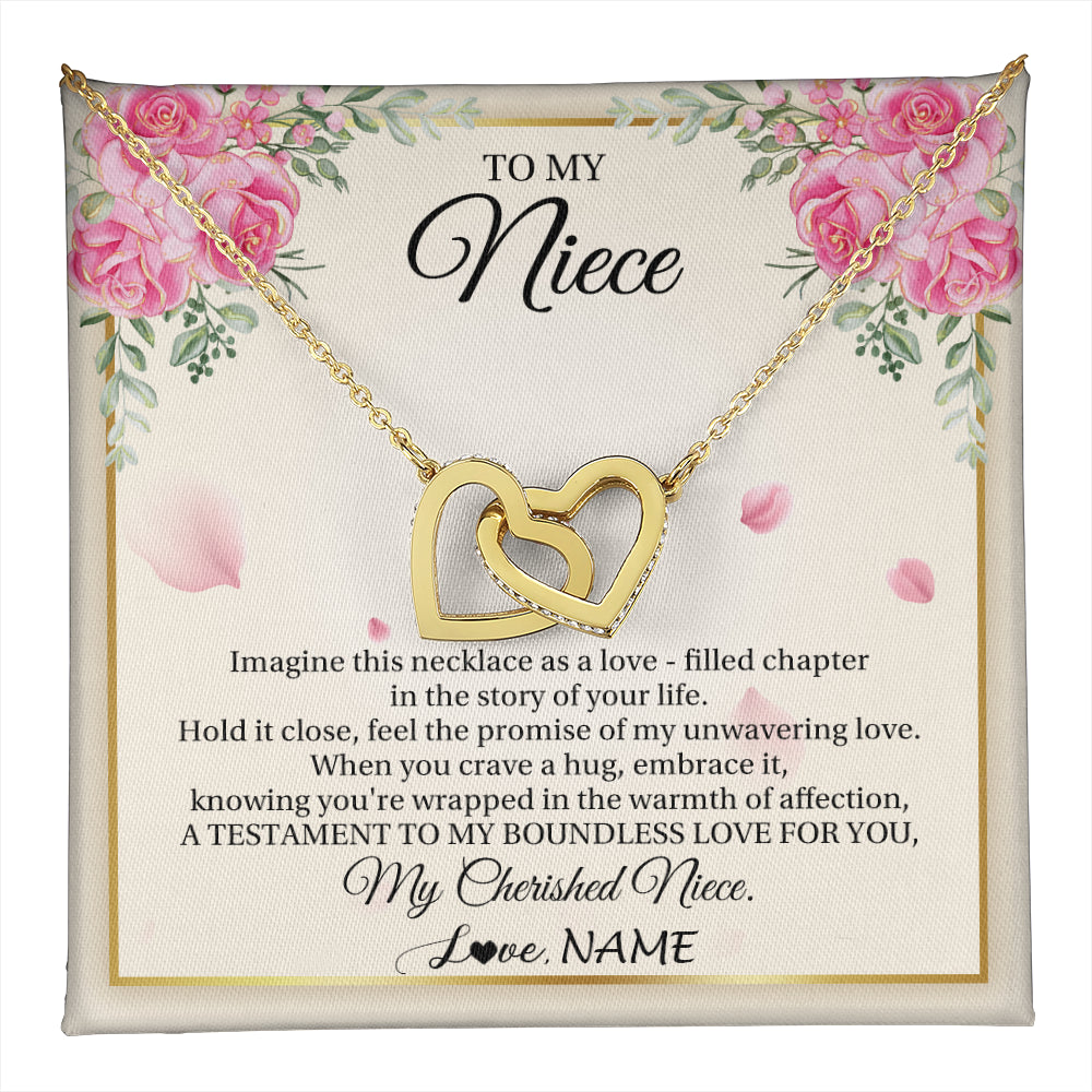 Interlocking Hearts Necklace 18K Yellow Gold Finish | 1 | Personalized To My Niece From Aunt Imagine This Necklace As A Love Niece Birthday Gifts Jewelry Graduation Christmas Customized Gift Box Message Card | teecentury