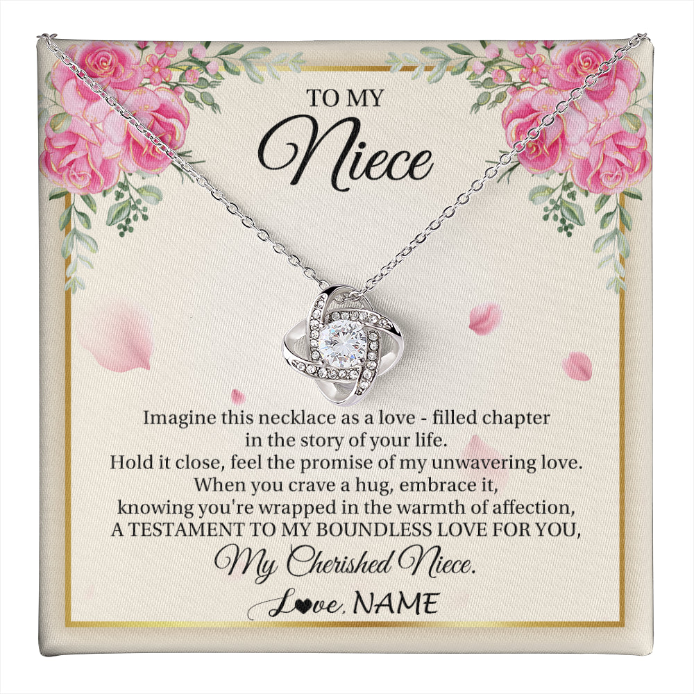 Love Knot Necklace 14K White Gold Finish | 1 | Personalized To My Niece From Aunt Imagine This Necklace As A Love Niece Birthday Gifts Jewelry Graduation Christmas Customized Gift Box Message Card | teecentury