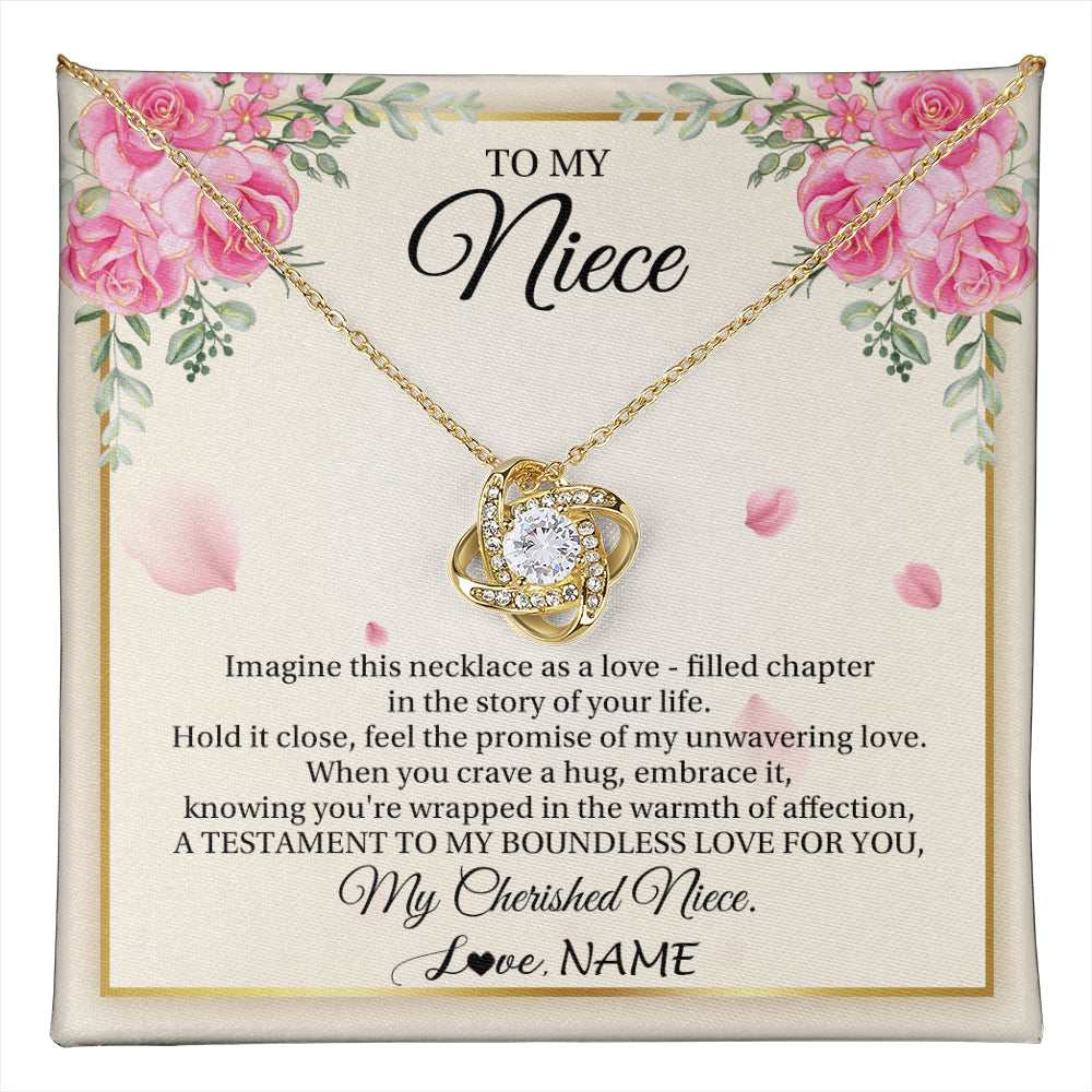 Love Knot Necklace 18K Yellow Gold Finish | 1 | Personalized To My Niece From Aunt Imagine This Necklace As A Love Niece Birthday Gifts Jewelry Graduation Christmas Customized Gift Box Message Card | teecentury