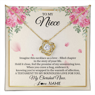 Love Knot Necklace 18K Yellow Gold Finish | 1 | Personalized To My Niece From Aunt Imagine This Necklace As A Love Niece Birthday Gifts Jewelry Graduation Christmas Customized Gift Box Message Card | teecentury