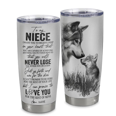Personalized To My Niece From Aunt Uncle Auntie Stainless Steel Tumbler Cup You Will Never Lose Wolf Niece Birthday Graduation Christmas Travel Mug | teecentury