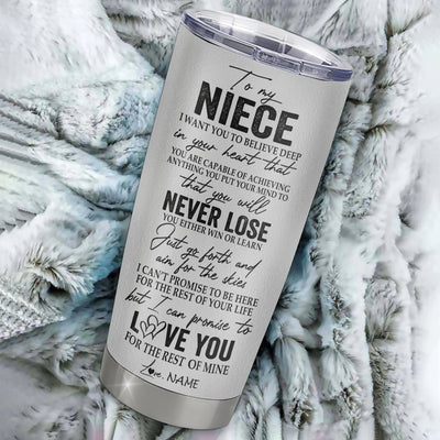 Personalized To My Niece From Aunt Uncle Auntie Stainless Steel Tumbler Cup You Will Never Lose Wolf Niece Birthday Graduation Christmas Travel Mug | teecentury