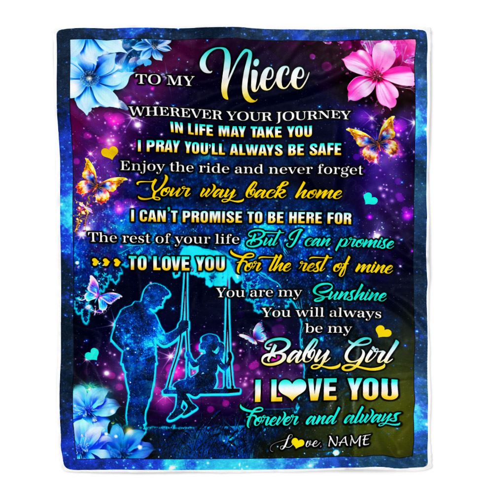 Personalized To My Niece From Uncle Blanket Flower Wherever Your Journey Niece GBirthday Gifts Raduation Thanksgiving Christmas Customized Fleece Blanket | teecentury