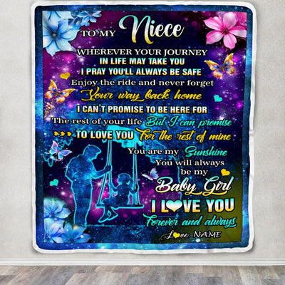 Personalized To My Niece From Uncle Blanket Flower Wherever Your Journey Niece GBirthday Gifts Raduation Thanksgiving Christmas Customized Fleece Blanket | teecentury