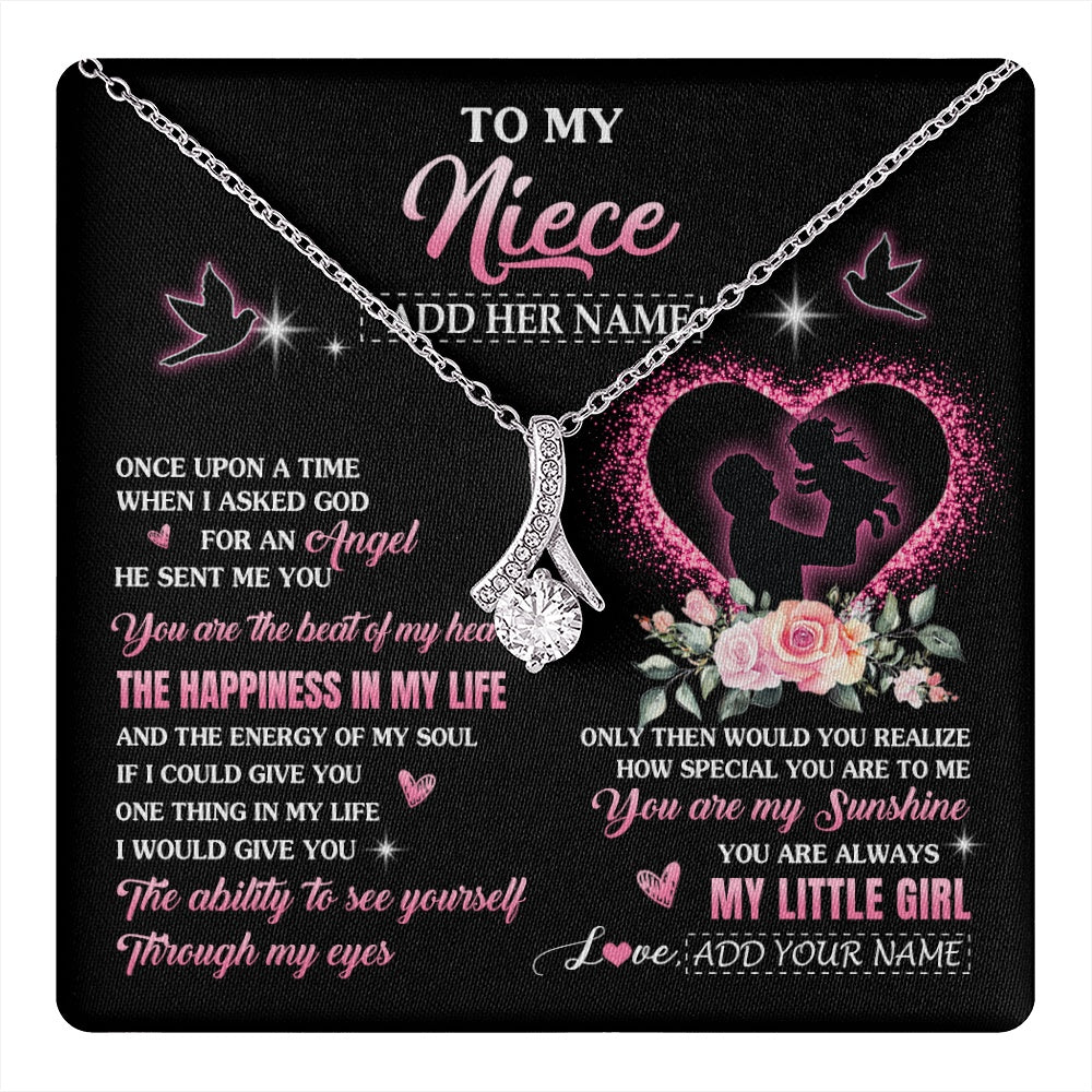 Alluring Beauty Necklace 14K White Gold Finish | 1 | Personalized To My Niece From Uncle Necklace Once Upon A Time Birthday Graduation Gifts For Niece Gifts Christmas Customized Gift Box Message Card | teecentury.myshopify