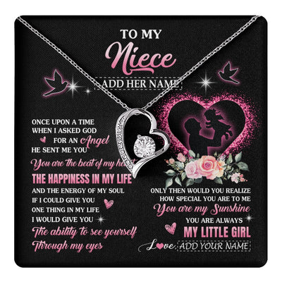 Forever Love Necklace 14K White Gold Finish | 1 | Personalized To My Niece From Uncle Necklace Once Upon A Time Birthday Graduation Gifts For Niece Gifts Christmas Customized Gift Box Message Card | teecentury.myshopify