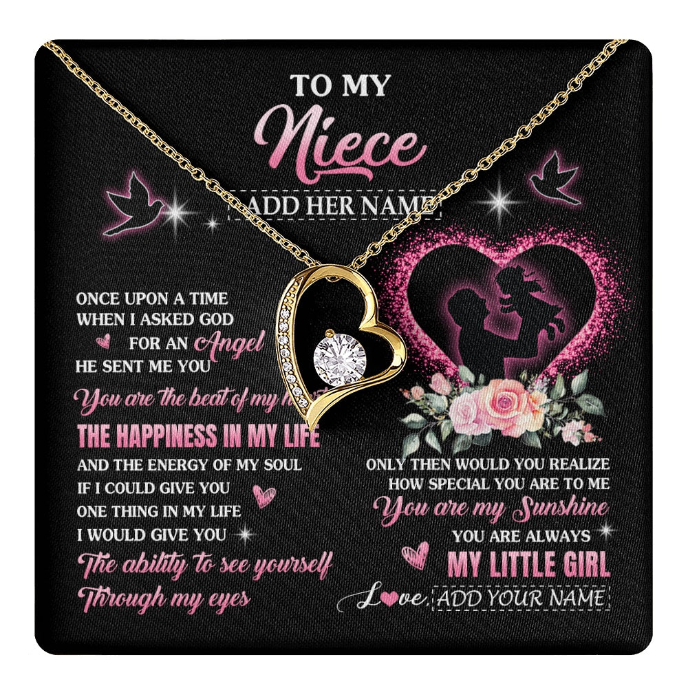 Forever Love Necklace 18K Yellow Gold Finish | 1 | Personalized To My Niece From Uncle Necklace Once Upon A Time Birthday Graduation Gifts For Niece Gifts Christmas Customized Gift Box Message Card | teecentury.myshopify