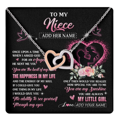 Interlocking Hearts Necklace Stainless Steel & Rose Gold Finish | 1 | Personalized To My Niece From Uncle Necklace Once Upon A Time Birthday Graduation Gifts For Niece Gifts Christmas Customized Gift Box Message Card | teecentury.myshopify