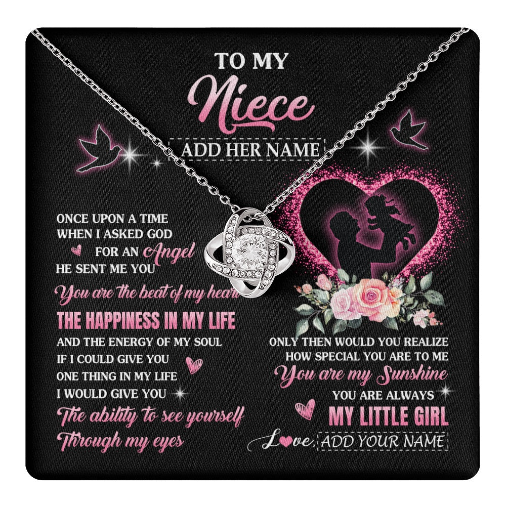 Love Knot Necklace 14K White Gold Finish | 1 | Personalized To My Niece From Uncle Necklace Once Upon A Time Birthday Graduation Gifts For Niece Gifts Christmas Customized Gift Box Message Card | teecentury.myshopify