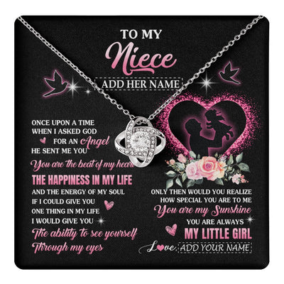 Love Knot Necklace 14K White Gold Finish | 1 | Personalized To My Niece From Uncle Necklace Once Upon A Time Birthday Graduation Gifts For Niece Gifts Christmas Customized Gift Box Message Card | teecentury.myshopify