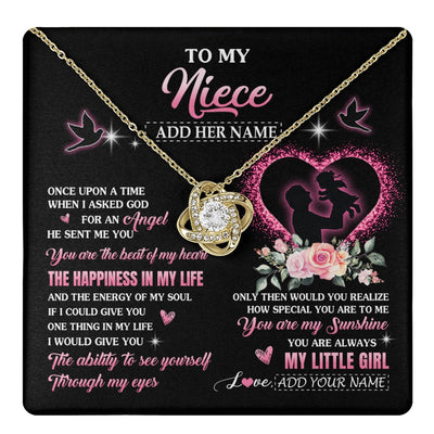 Love Knot Necklace 18K Yellow Gold Finish | 1 | Personalized To My Niece From Uncle Necklace Once Upon A Time Birthday Graduation Gifts For Niece Gifts Christmas Customized Gift Box Message Card | teecentury.myshopify