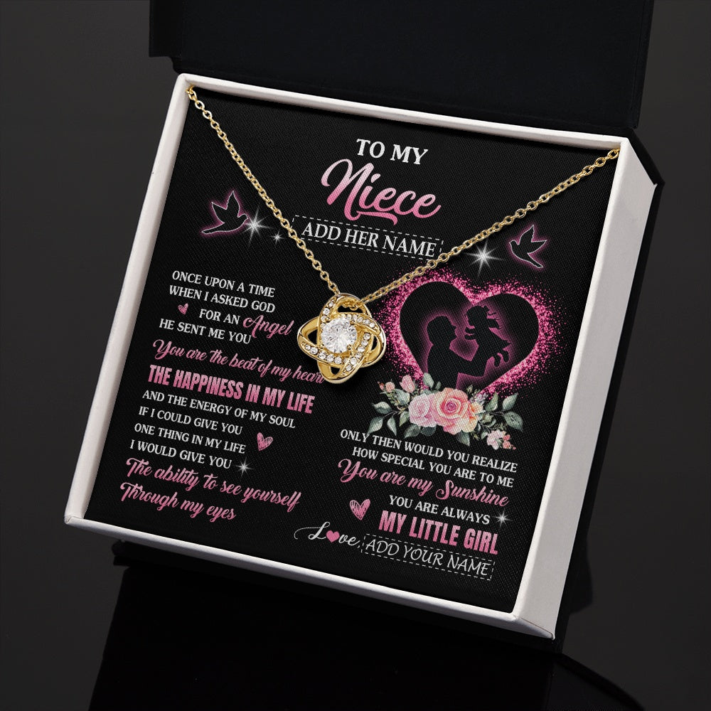 Love Knot Necklace 18K Yellow Gold Finish | 2 | Personalized To My Niece From Uncle Necklace Once Upon A Time Birthday Graduation Gifts For Niece Gifts Christmas Customized Gift Box Message Card | teecentury.myshopify