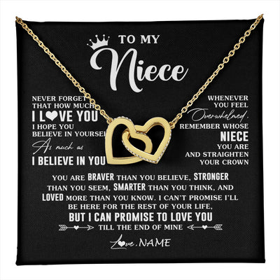 Interlocking Hearts Necklace 18K Yellow Gold Finish | 1 | Personalized To My Niece Gifs From Aunt Necklace How Much I Love You Niece Birthday Gifts Jewelry Graduation Christmas Customized Gift Box Message Card | teecentury