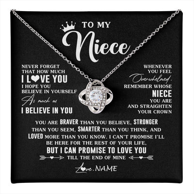 Love Knot Necklace 14K White Gold Finish | 1 | Personalized To My Niece Gifs From Aunt Necklace How Much I Love You Niece Birthday Gifts Jewelry Graduation Christmas Customized Gift Box Message Card | teecentury