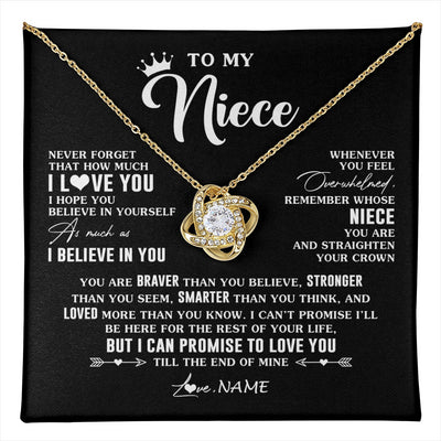 Love Knot Necklace 18K Yellow Gold Finish | 1 | Personalized To My Niece Gifs From Aunt Necklace How Much I Love You Niece Birthday Gifts Jewelry Graduation Christmas Customized Gift Box Message Card | teecentury