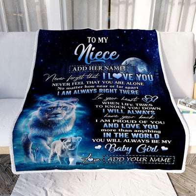 Personalized To My Niece Gift Blanket From Aunt Auntie Never Feel That You Are Alone Lion Niece Birthday Graduation Christmas Customized Fleece Throw Blanket | teecentury