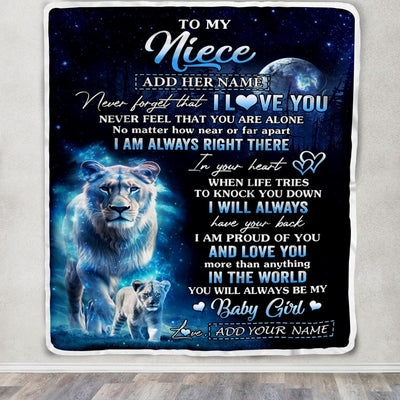 Personalized To My Niece Gift Blanket From Aunt Auntie Never Feel That You Are Alone Lion Niece Birthday Graduation Christmas Customized Fleece Throw Blanket | teecentury