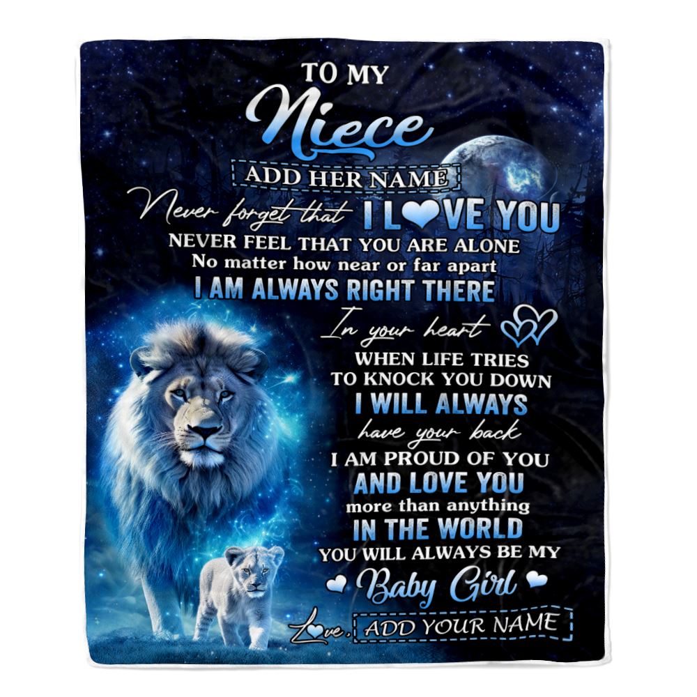 Personalized To My Niece Gift Blanket From Uncle Never Feel That You Are Alone Lion Niece Birthday Graduation Christmas Customized Fleece Throw Blanket | teecentury