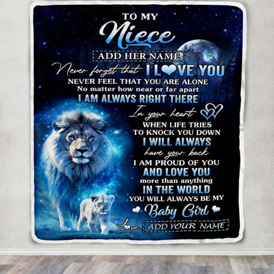 Personalized To My Niece Gift Blanket From Uncle Never Feel That You Are Alone Lion Niece Birthday Graduation Christmas Customized Fleece Throw Blanket | teecentury