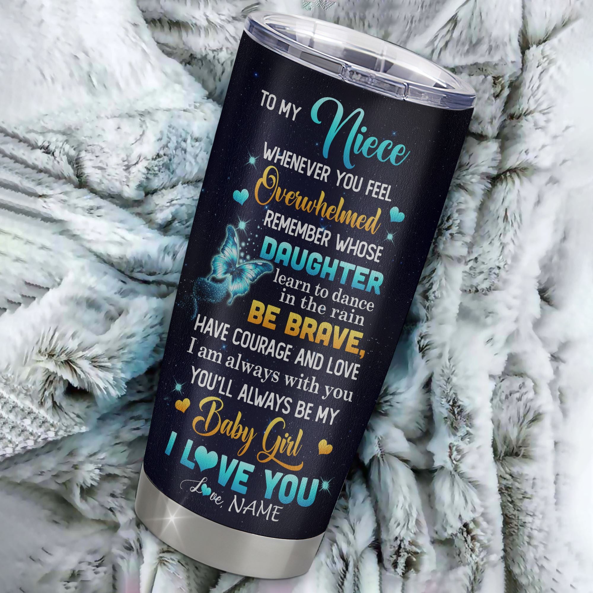 Personalized To My Niece Gift Tumbler From Aunt Auntie Uncle Stainless Steel Cup Sunflower My Baby Girl Niece Birthday Graduation Christmas Custom Travel Mug | teecentury