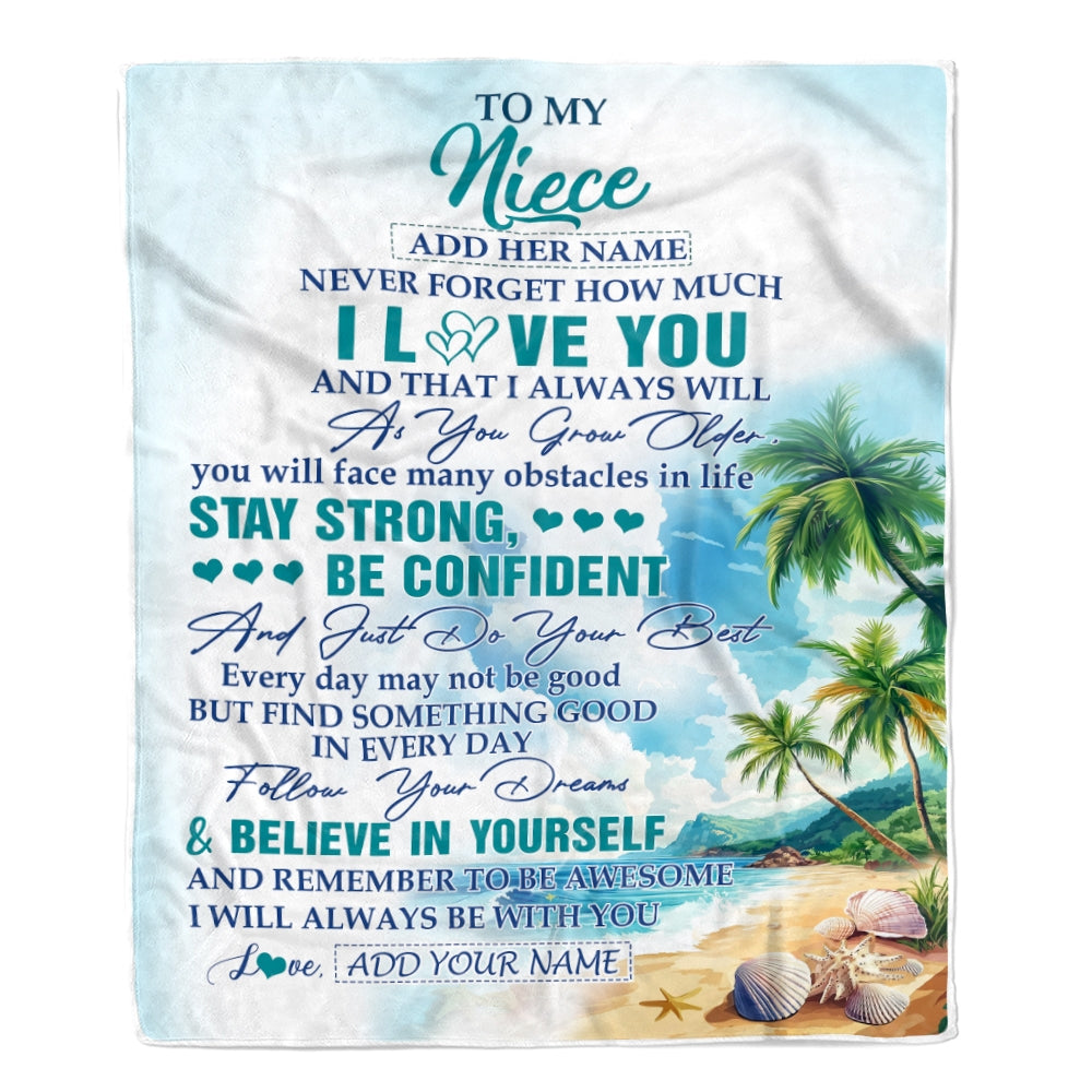 Personalized To My Niece Gifts Blanket Beach I Love You Forever From Aunt Auntie Uncle Niece Birthday Gifts Christmas Graduation Customized Fleece Blanket | teecentury