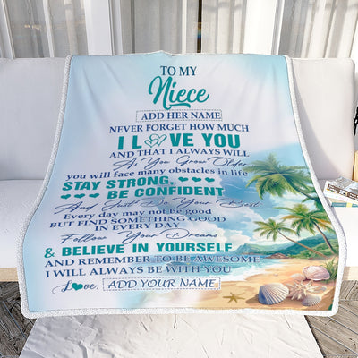 Personalized To My Niece Gifts Blanket Beach I Love You Forever From Aunt Auntie Uncle Niece Birthday Gifts Christmas Graduation Customized Fleece Blanket | teecentury