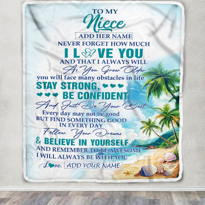 Personalized To My Niece Gifts Blanket Beach I Love You Forever From Aunt Auntie Uncle Niece Birthday Gifts Christmas Graduation Customized Fleece Blanket | teecentury