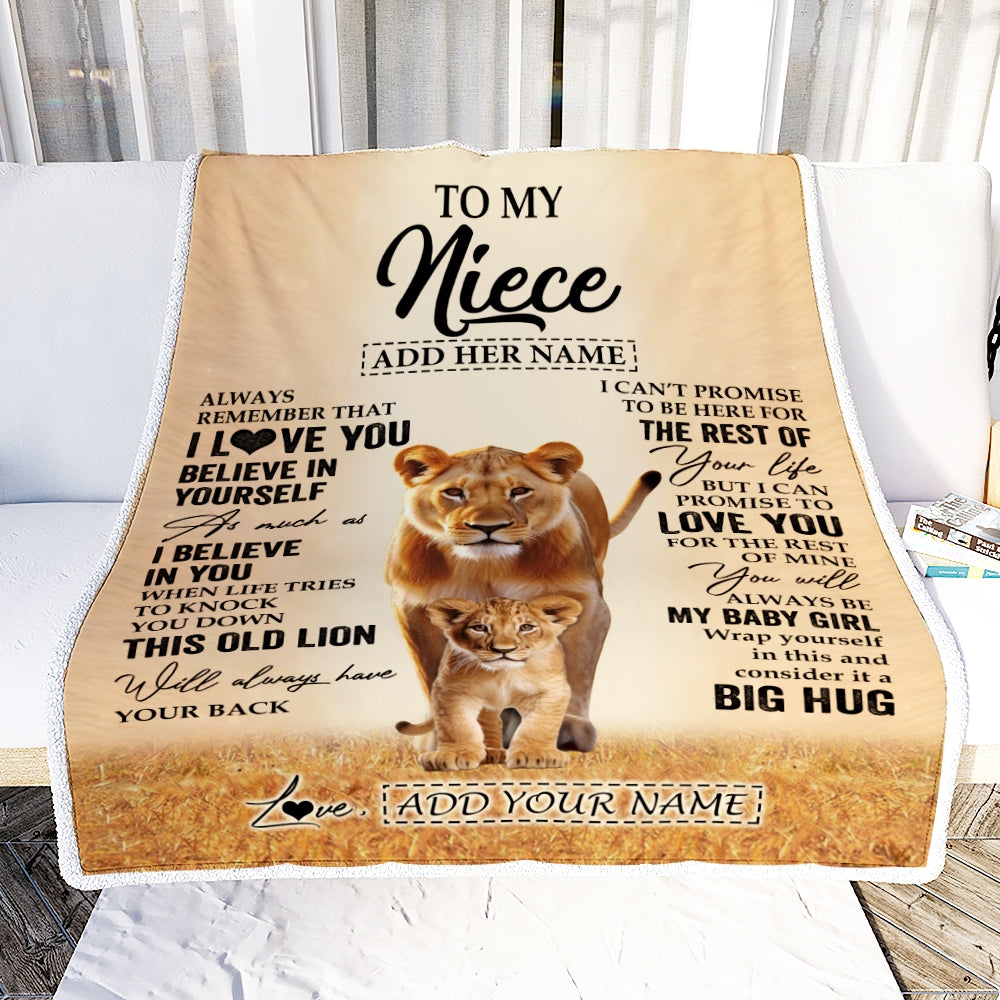 Personalized To My Niece Gifts Blanket From Aunt Auntie Always Remember Lion Gifts For Niece Birthday Graduation Christmas Customized Fleece Throw Blanket | teecentury