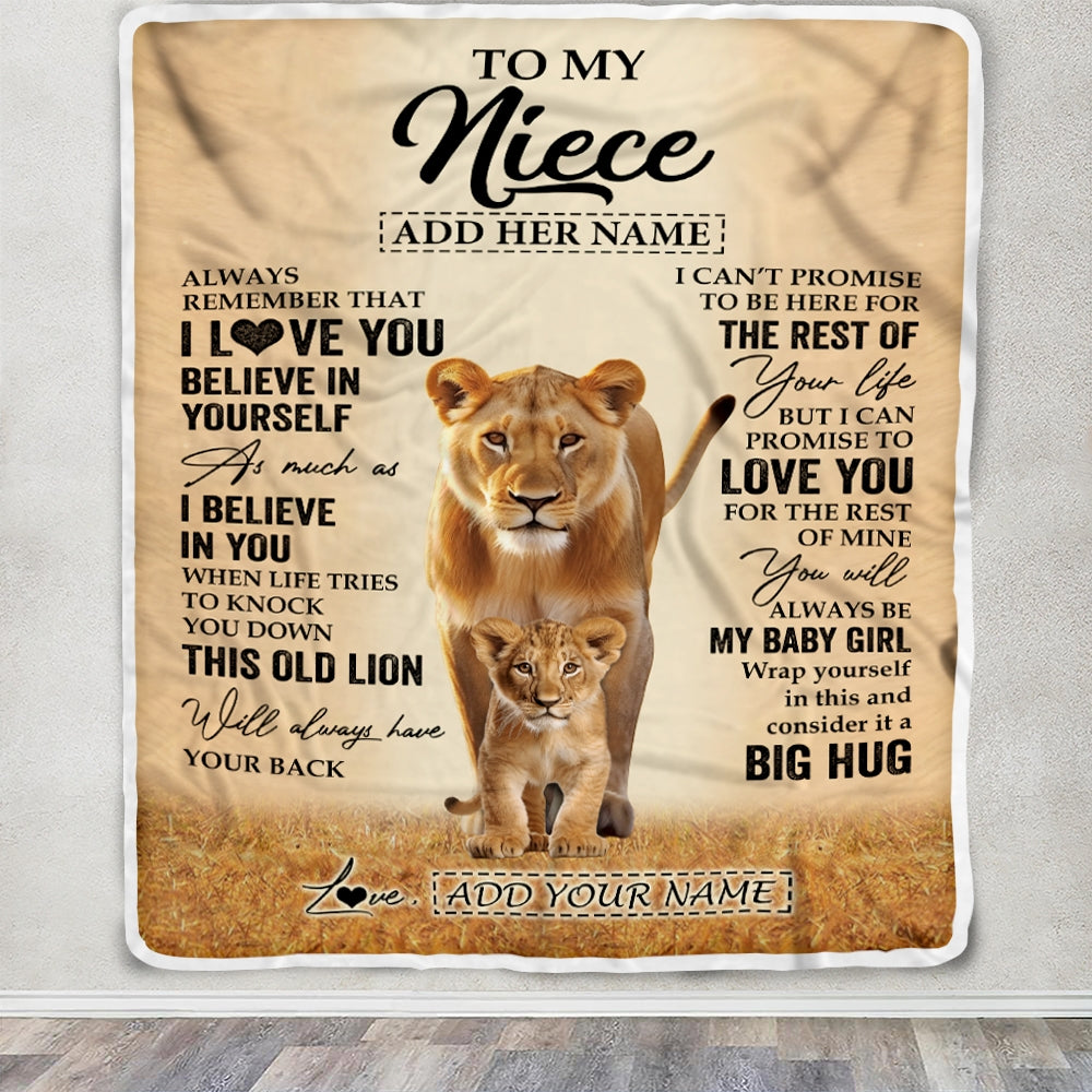 Personalized To My Niece Gifts Blanket From Aunt Auntie Always Remember Lion Gifts For Niece Birthday Graduation Christmas Customized Fleece Throw Blanket | teecentury