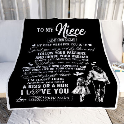 Personalized To My Niece Gifts Blanket From Aunt Auntie My Only Wish For You Niece Birthday Gifts Graduation Christmas Customized Fleece Throw Blanket | teecentury