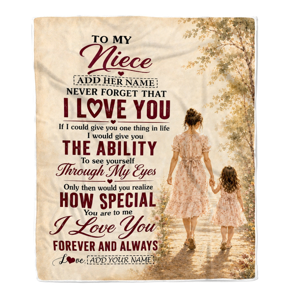 Personalized To My Niece Gifts Blanket From Aunt Auntie Niece Holding Hands Letter Birthday Gift Graduation Christmas Customized Bed Fleece Throw Blanket | teecentury