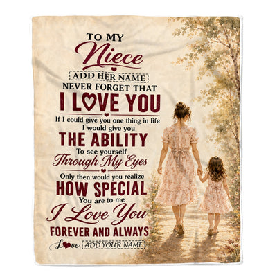 Personalized To My Niece Gifts Blanket From Aunt Auntie Niece Holding Hands Letter Birthday Gift Graduation Christmas Customized Bed Fleece Throw Blanket | teecentury
