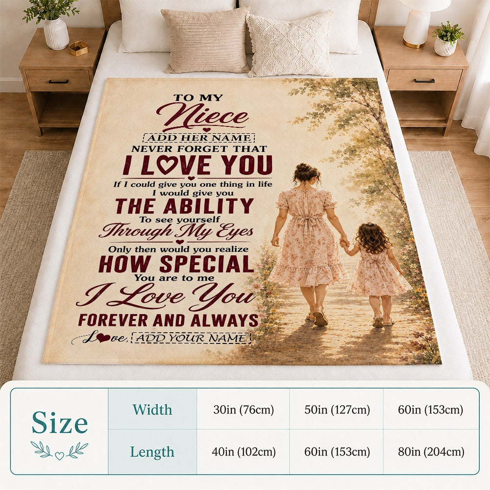Personalized To My Niece Gifts Blanket From Aunt Auntie Niece Holding Hands Letter Birthday Gift Graduation Christmas Customized Bed Fleece Throw Blanket | teecentury