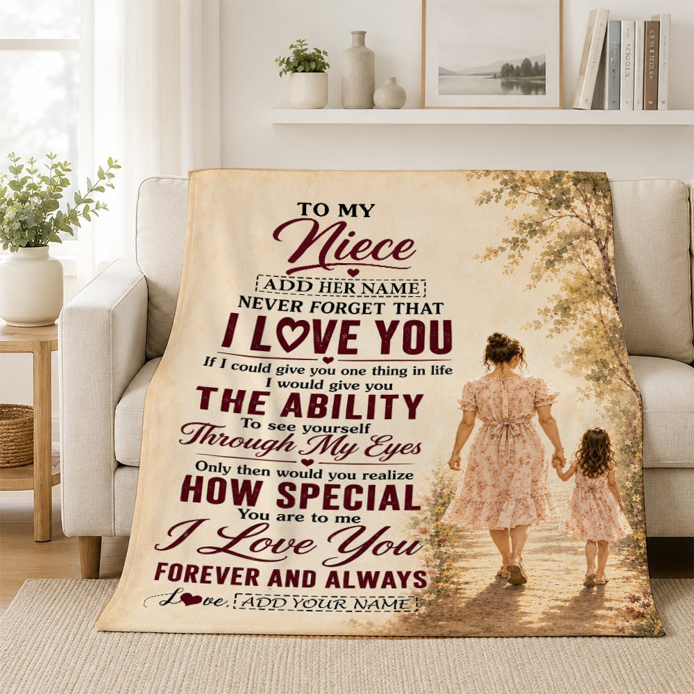 Personalized To My Niece Gifts Blanket From Aunt Auntie Niece Holding Hands Letter Birthday Gift Graduation Christmas Customized Bed Fleece Throw Blanket | teecentury