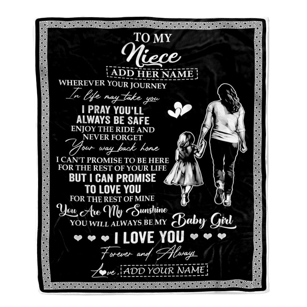 Personalized To My Niece Gifts Blanket From Aunt Auntie Wherever Your Journey In Life Aunt Niece Birthday Gifts Christmas Customized Fleece Throw Blanket | teecentury