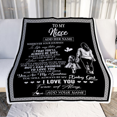 Personalized To My Niece Gifts Blanket From Aunt Auntie Wherever Your Journey In Life Aunt Niece Birthday Gifts Christmas Customized Fleece Throw Blanket | teecentury