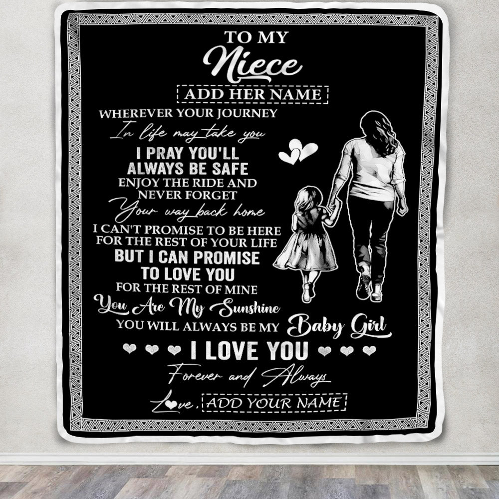 Personalized To My Niece Gifts Blanket From Aunt Auntie Wherever Your Journey In Life Aunt Niece Birthday Gifts Christmas Customized Fleece Throw Blanket | teecentury