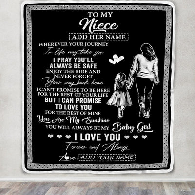 Personalized To My Niece Gifts Blanket From Aunt Auntie Wherever Your Journey In Life Aunt Niece Birthday Gifts Christmas Customized Fleece Throw Blanket | teecentury