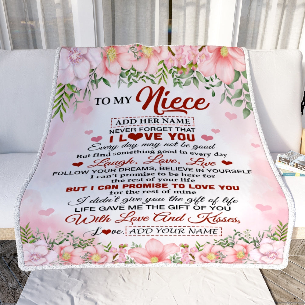Personalized To My Niece Gifts Blanket From Aunt Uncle Auntie Floral I Love You Birthday Gifts For Niece Graduation Christmas Customized Fleece Throw Blanket | teecentury