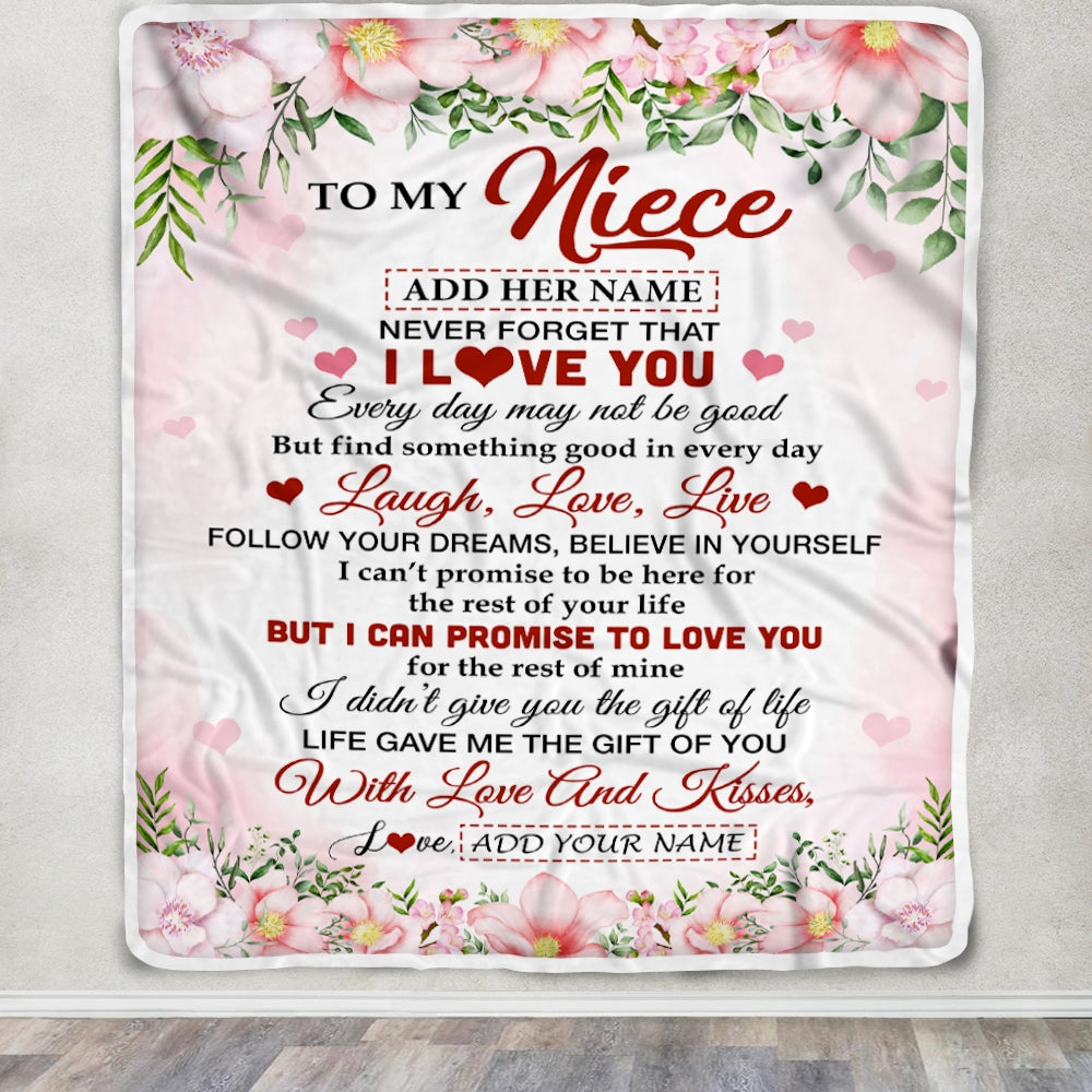 Personalized To My Niece Gifts Blanket From Aunt Uncle Auntie Floral I Love You Birthday Gifts For Niece Graduation Christmas Customized Fleece Throw Blanket | teecentury