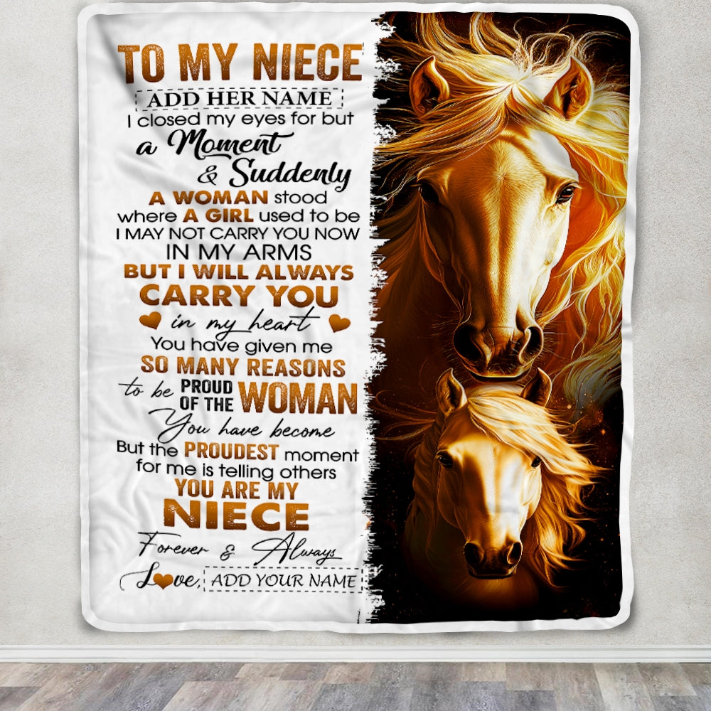 Personalized To My Niece Gifts Blanket From Aunt Uncle Auntie I Close My Eyes Horse Niece Birthday Gifts Graduation Christmas Custom Fleece Throw Blanket | teecentury