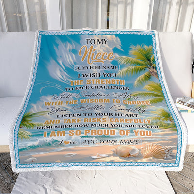 Personalized To My Niece Gifts Blanket From Aunt Uncle Auntie I Wish You The Strength Beach Niece Birthday Gifts Christmas Graduation Custom Fleece Blanket | teecentury